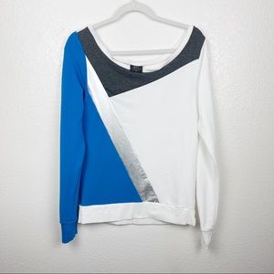 Splits59 white and blue color block sweater Cotton Modal Blend Size Small